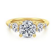 Nilla - 14K Yellow Gold Round Three Stone Diamond Engagement Ring