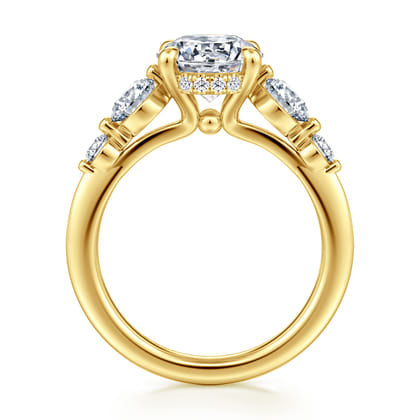 Nilla - 14K Yellow Gold Round Three Stone Diamond Engagement Ring