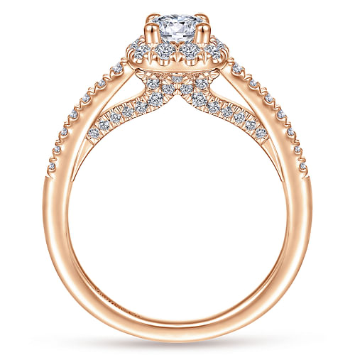 Nilu - 14K Rose Gold Round Halo Complete Diamond Engagement Ring - 0.92 ct - Shot 2