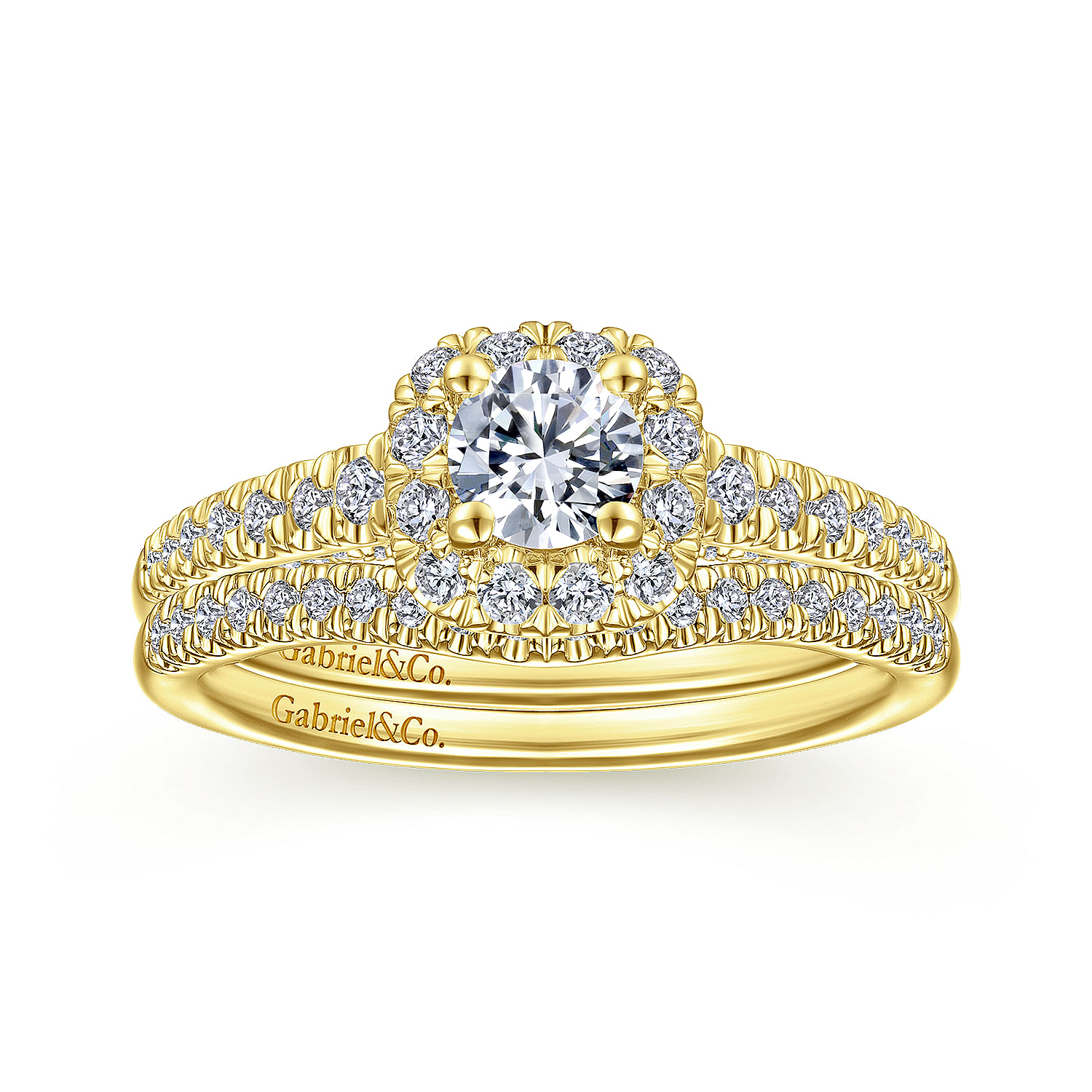 Nilu - 14K Yellow Gold Round Halo Complete Diamond Engagement Ring - 0.92 ct - Shot 4