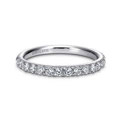 Nimes - 14K White Gold Fishtail Pave Diamond Wedding Band