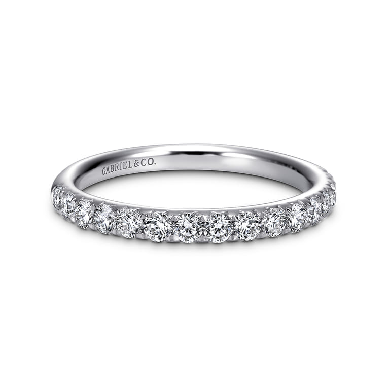 Straight Wedding Ring in 14k White Gold with Round Natural Diamond at Gabriel & Co. - Shot 1