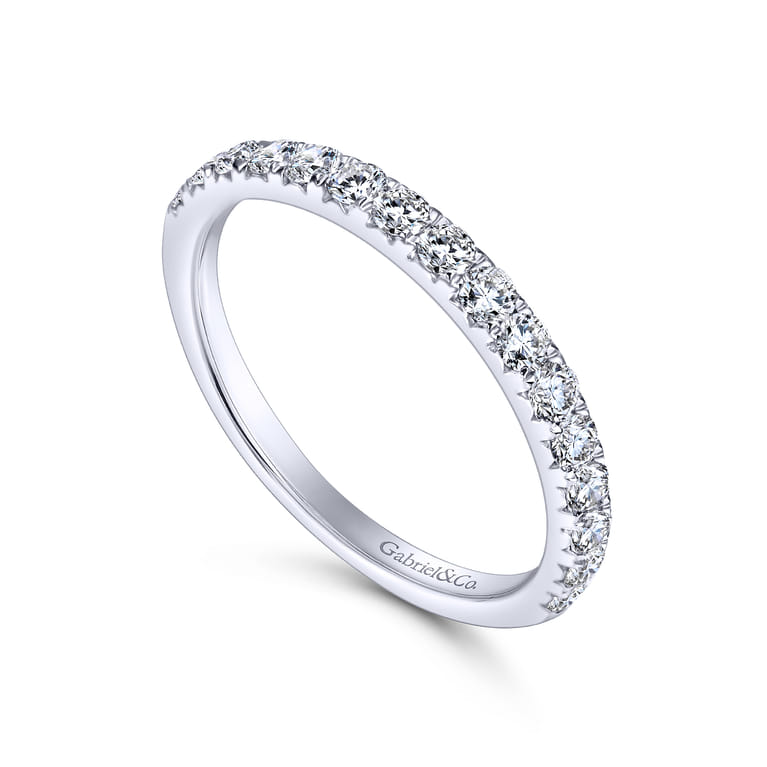 Straight Wedding Ring in 14k White Gold with Round Natural Diamond at Gabriel & Co. - Shot 3
