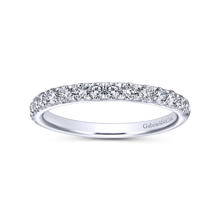 Straight Wedding Ring in 14k White Gold with Round Natural Diamond at Gabriel & Co. - Shot 4