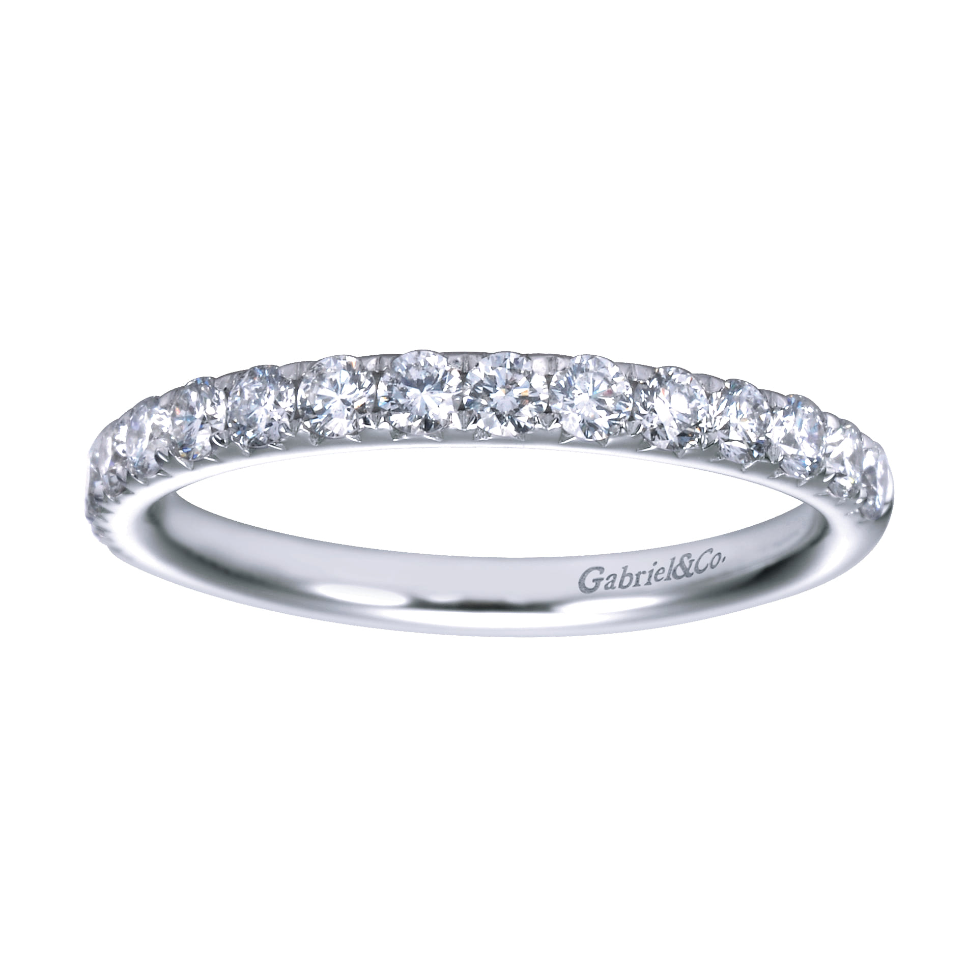 Nimes - 14K White Gold Fishtail Pave Diamond Wedding Band