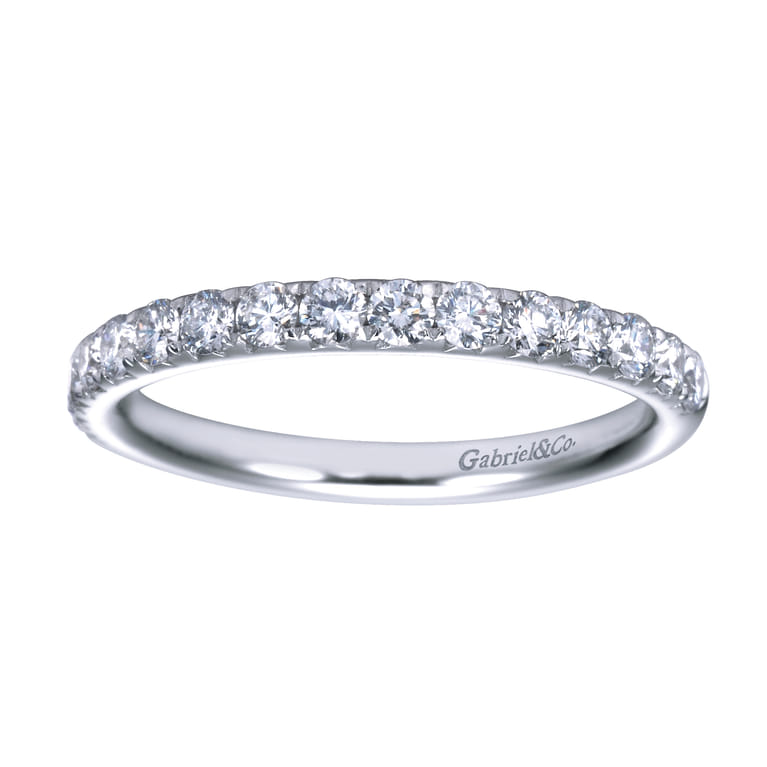 Straight Wedding Ring in 14k White Gold with Round Natural Diamond at Gabriel & Co. - Shot 5