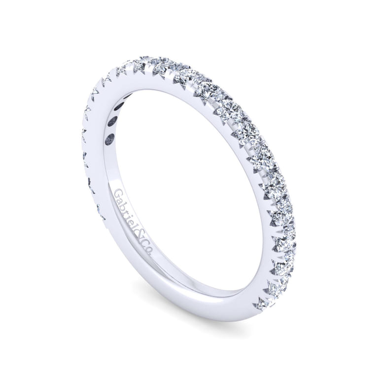 Straight Wedding Ring in 14k White Gold with Round Natural Diamond at Gabriel & Co. - Shot 3