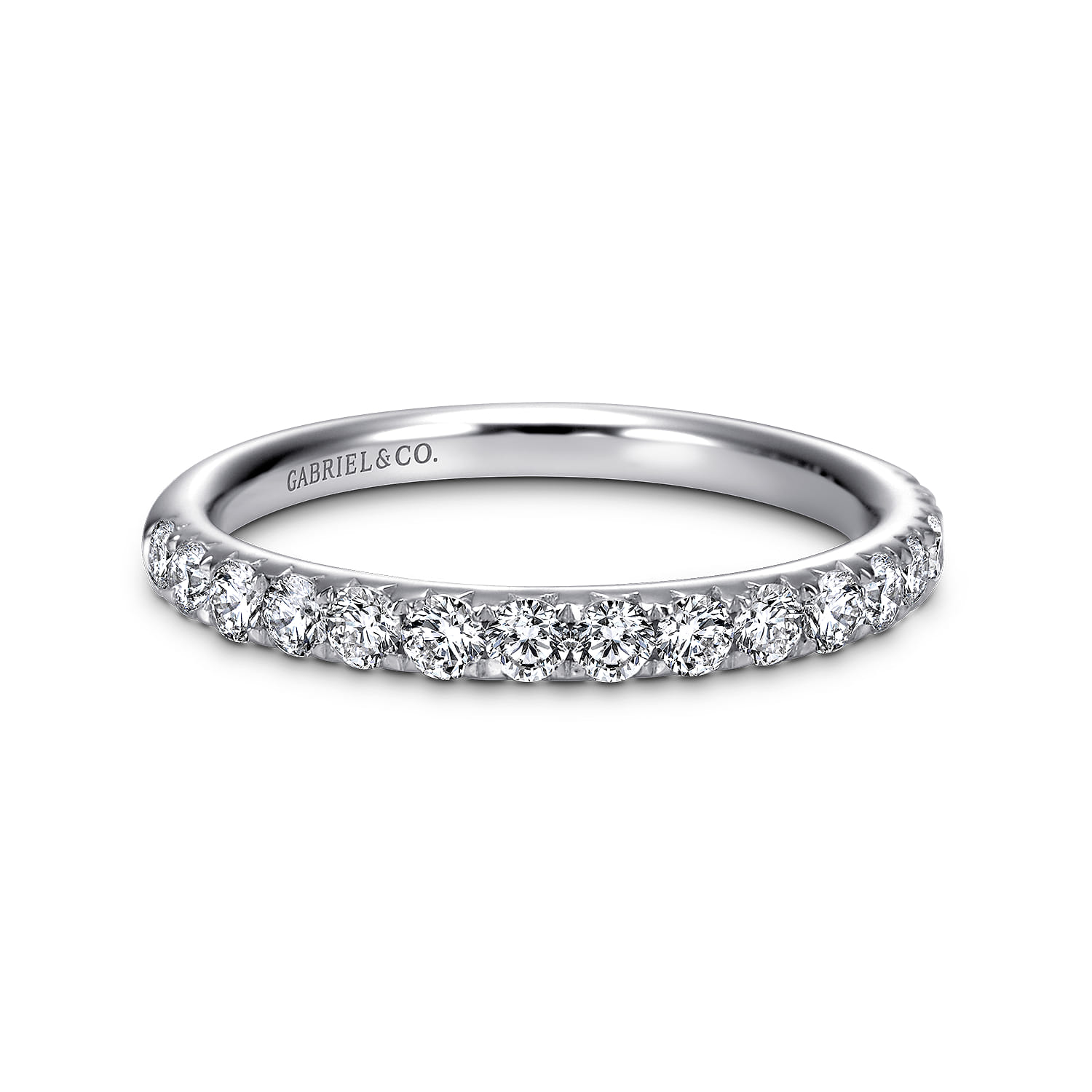 Straight Wedding Ring in Platinum with Round Natural Diamond at Gabriel & Co. - Shot 1