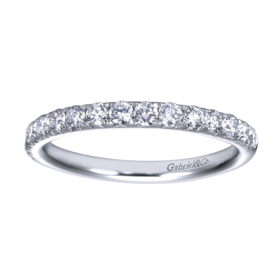 Straight Wedding Ring in Platinum with Round Natural Diamond at Gabriel & Co. - Shot 4
