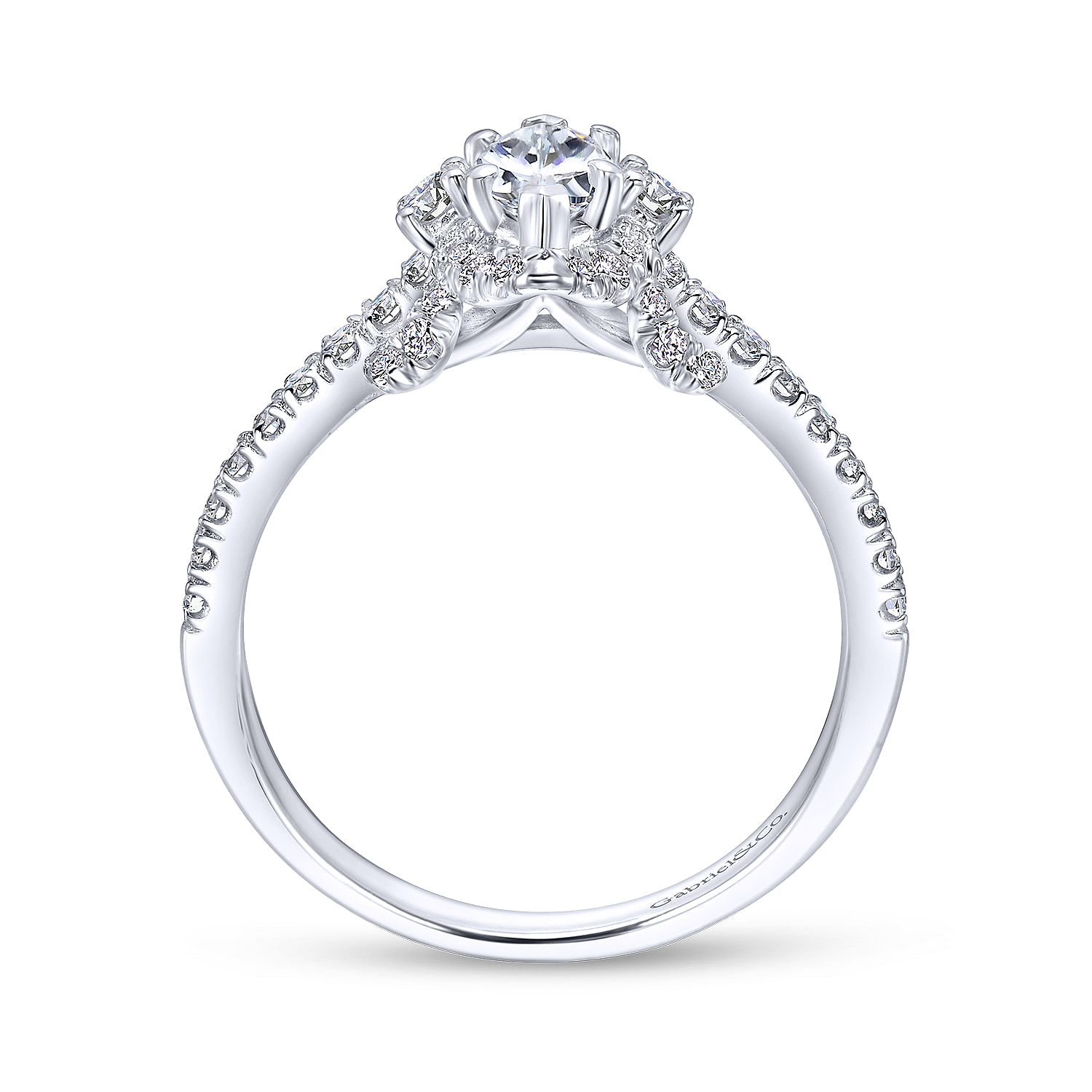 Nirvana - 14K White Gold Marquise Halo Diamond Engagement Ring - 0.39 ct - Shot 2