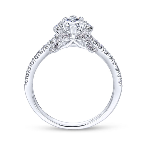 Nirvana - 14K White Gold Marquise Halo Diamond Engagement Ring - 0.39 ct - Shot 2