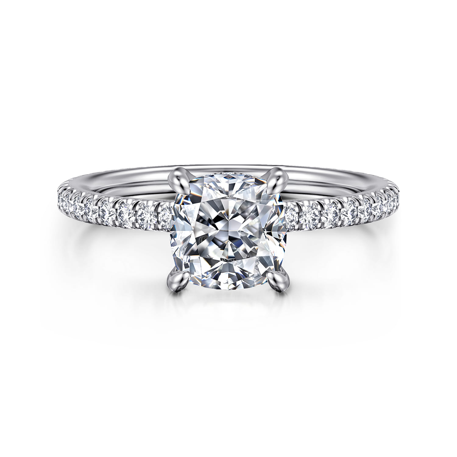 Noa - 14K White Gold Cushion Cut Diamond Engagement Ring