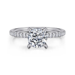 Noa - 14K White Gold Cushion Cut Diamond Engagement Ring