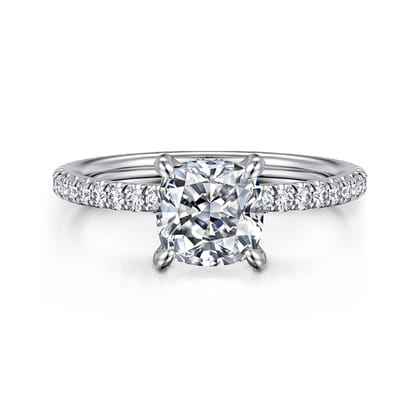 Noa - 14K White Gold Cushion Cut Diamond Engagement Ring