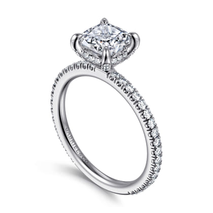 Noa - 14K White Gold Cushion Cut Diamond Engagement Ring
