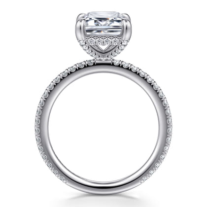 Noa - 14K White Gold Emerald Cut Diamond Engagement Ring