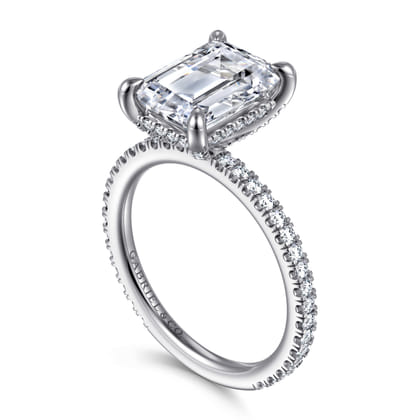 Noa - 14K White Gold Emerald Cut Diamond Engagement Ring