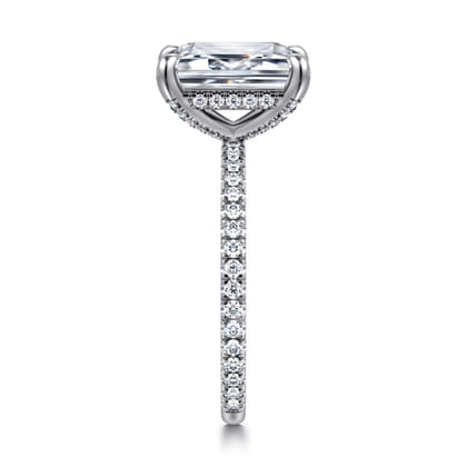 Noa - 14K White Gold Emerald Cut Diamond Engagement Ring