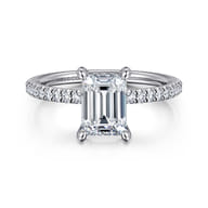 Noa - 14K White Gold Emerald Cut Diamond Engagement Ring