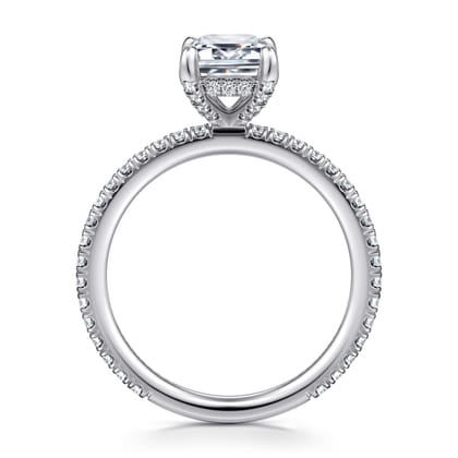 Noa - 14K White Gold Emerald Cut Diamond Engagement Ring