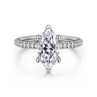 Noa - 14K White Gold Marquise Shape Diamond Engagement Ring