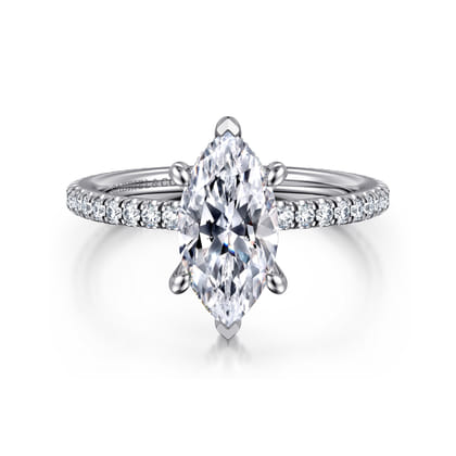 Noa - 14K White Gold Marquise Shape Diamond Engagement Ring