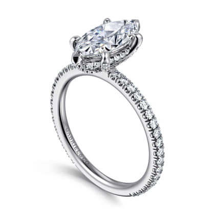 Noa - 14K White Gold Marquise Shape Diamond Engagement Ring