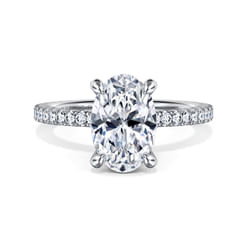14K White Gold Oval Diamond Engagement Ring