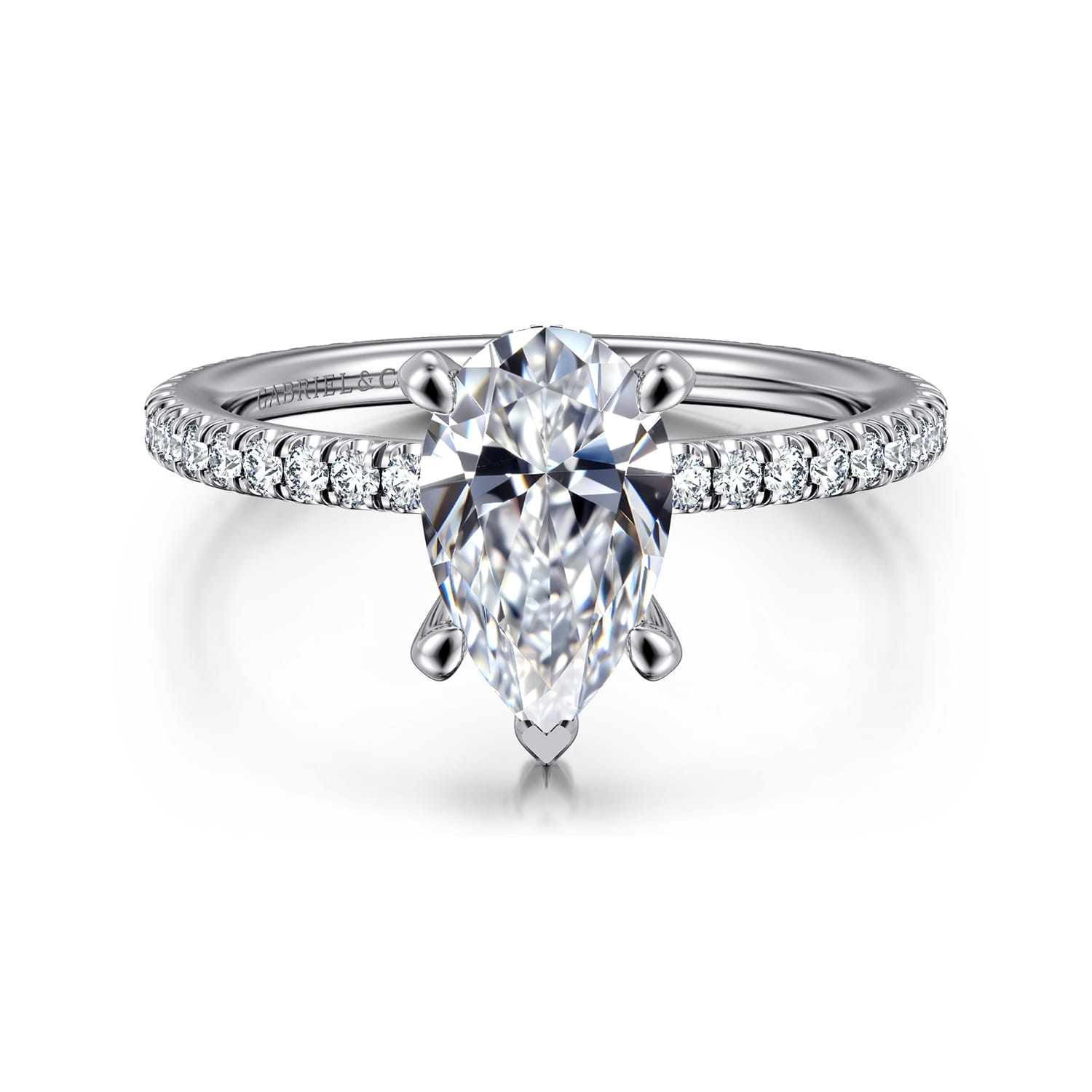 Noa - 14K White Gold Pear Shape Diamond Engagement Ring
