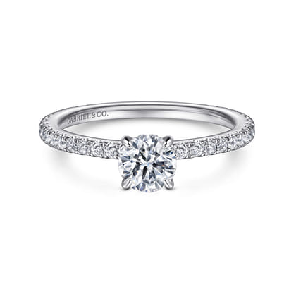 Noa - 14K White Gold Round Diamond Engagement Ring