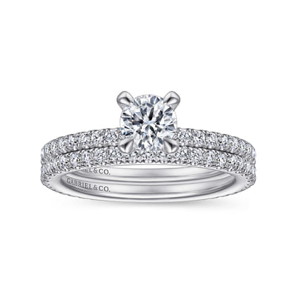 Noa - 14K White Gold Round Diamond Engagement Ring