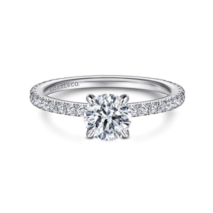 Noa - 14K White Gold Round Diamond Engagement Ring