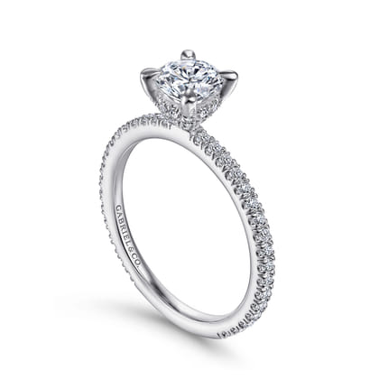 Noa - 14K White Gold Round Diamond Engagement Ring