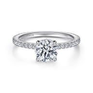 Noa - 14K White Gold Round Diamond Engagement Ring