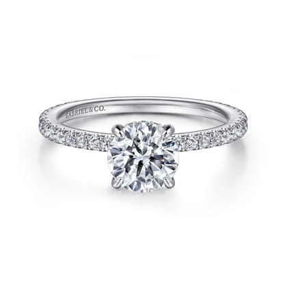 Noa - 14K White Gold Round Diamond Engagement Ring