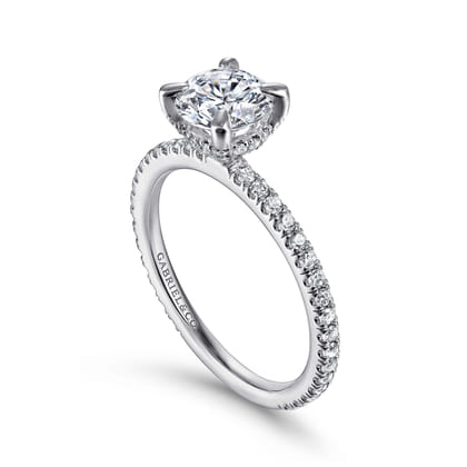 Noa - 14K White Gold Round Diamond Engagement Ring