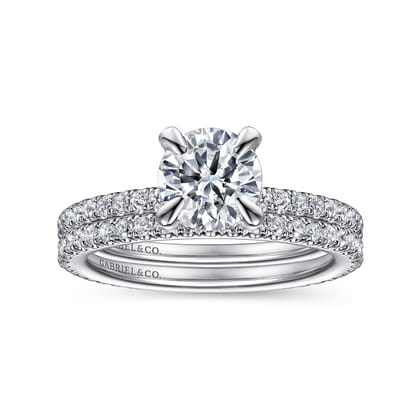 Noa - 14K White Gold Round Diamond Engagement Ring