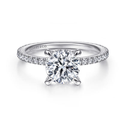 Noa - 14K White Gold Round Diamond Engagement Ring