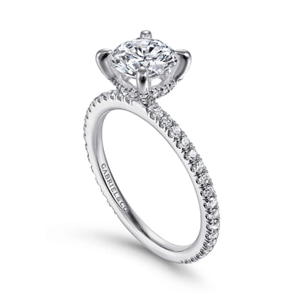 Noa - 14K White Gold Round Diamond Engagement Ring