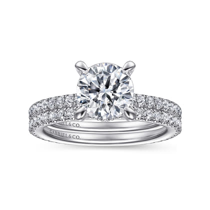 Noa - 14K White Gold Round Diamond Engagement Ring