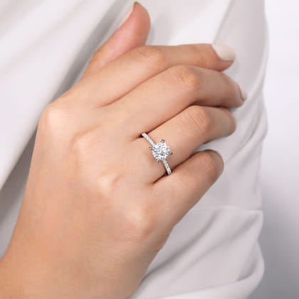 Noa - 14K White Gold Round Diamond Engagement Ring