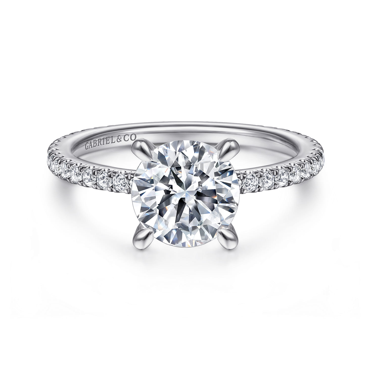 Noa - 14K White Gold Round Diamond Engagement Ring