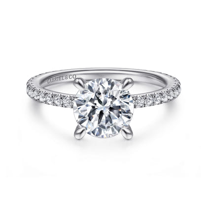 Noa - 14K White Gold Round Diamond Engagement Ring