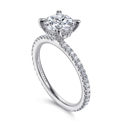 Noa - 14K White Gold Round Diamond Engagement Ring