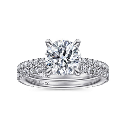Noa - 14K White Gold Round Diamond Engagement Ring