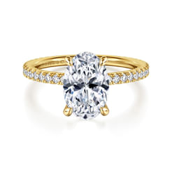 14K Yellow Gold Oval Diamond Engagement Ring