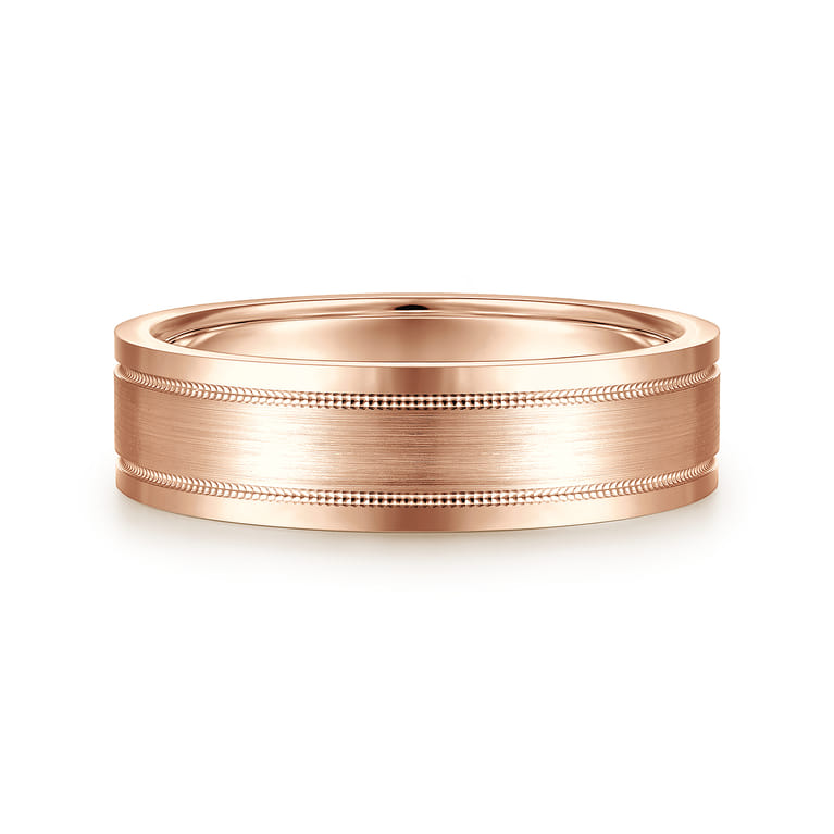 Noah - 14K Rose Gold 6mm - Men's Wedding Band in Satin Finish - Shot 1