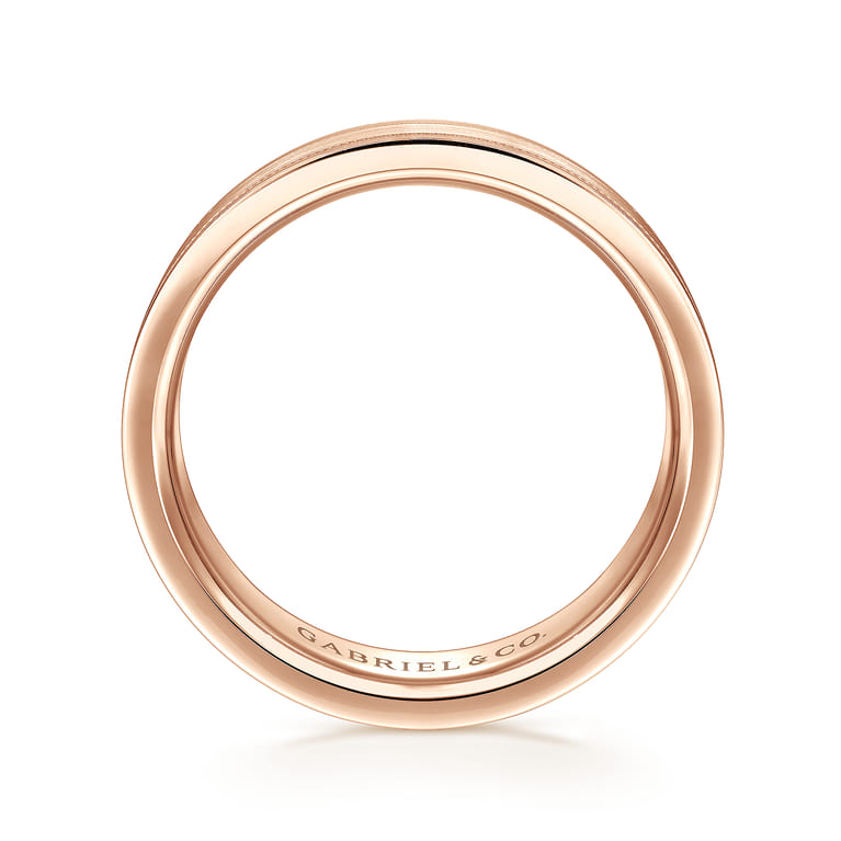 Noah - 14K Rose Gold 6mm - Men's Wedding Band in Satin Finish - Shot 2