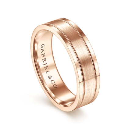 Noah - 14K Rose Gold 6mm - Men's Wedding Band in Satin Finish