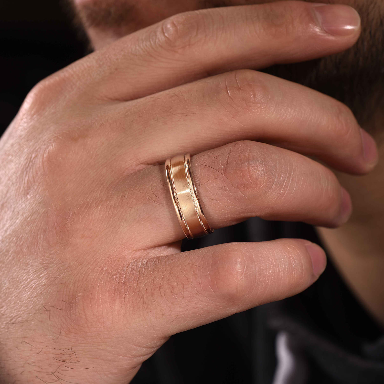 Noah - 14K Rose Gold 6mm - Men's Wedding Band in Satin Finish - Shot 5